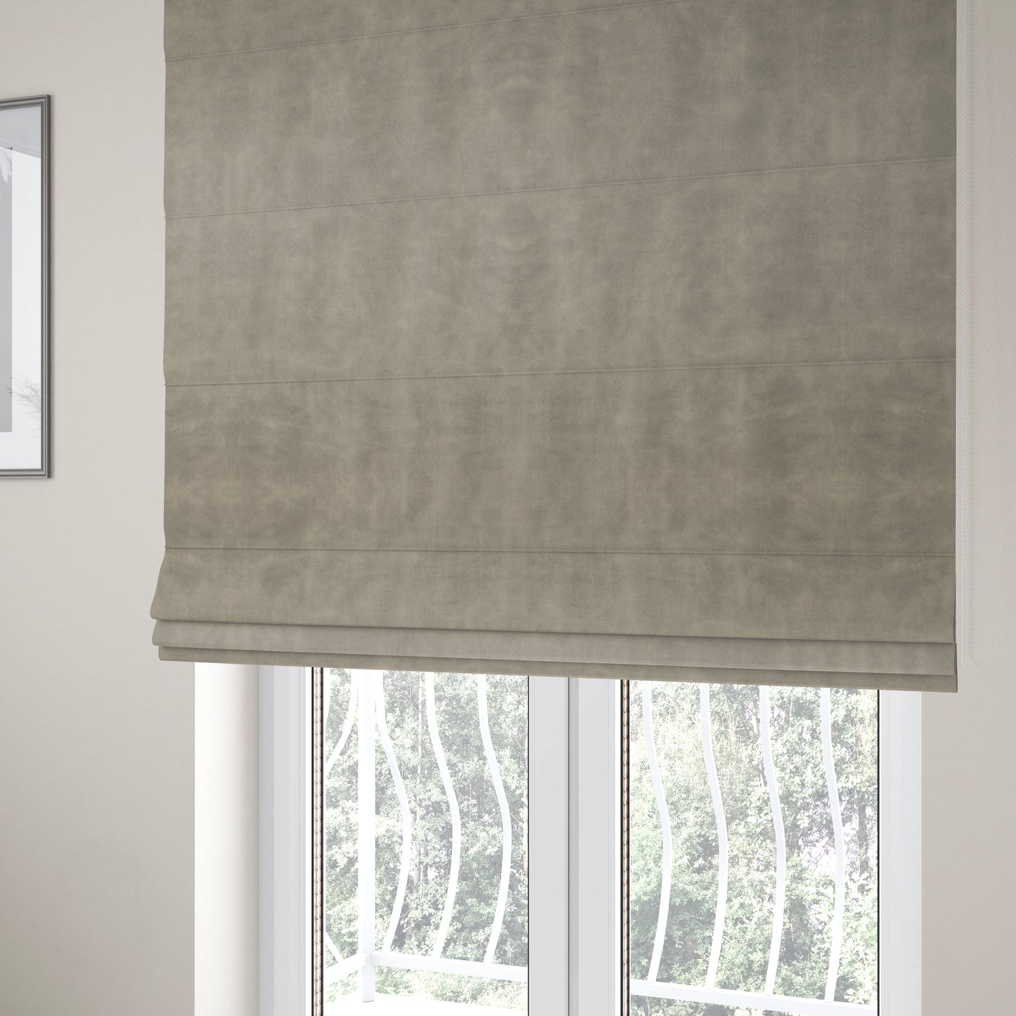 Kansas Distressed Silver Coloured Velour Velvet Upholstery Curtains Fabric - Roman Blinds