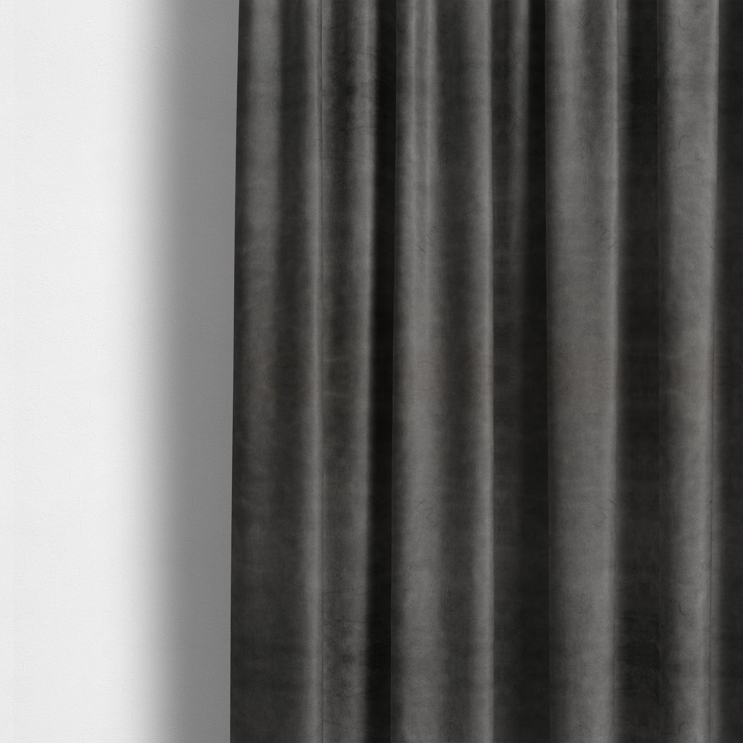 Kansas Distressed Grey Coloured Velour Velvet Upholstery Curtains Fabric - Made To Measure Curtains