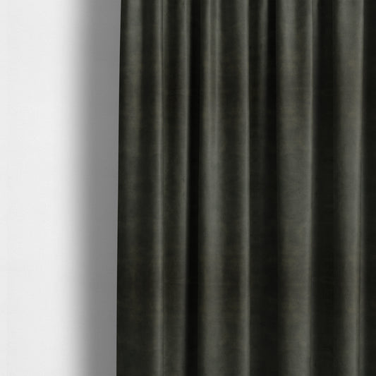 Kansas Distressed Black Coloured Velour Velvet Upholstery Curtains Fabric - Made To Measure Curtains