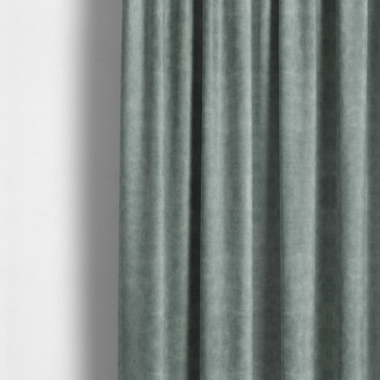 Kansas Distressed Sky Blue Coloured Velour Velvet Upholstery Curtains Fabric - Made To Measure Curtains