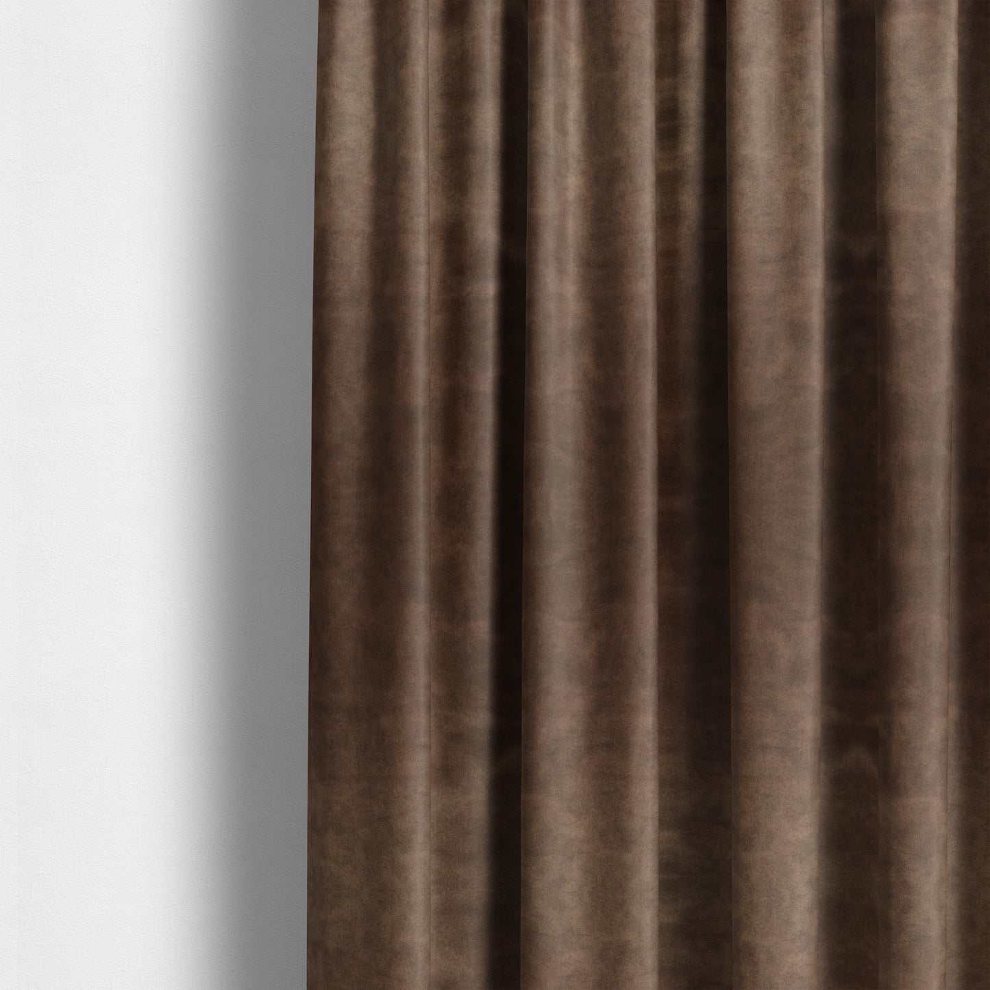 Kansas Distressed Caramel Brown Coloured Velour Velvet Upholstery Curtains Fabric - Made To Measure Curtains