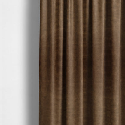 Kansas Distressed Tawny Brown Coloured Velour Velvet Upholstery Curtains Fabric - Made To Measure Curtains