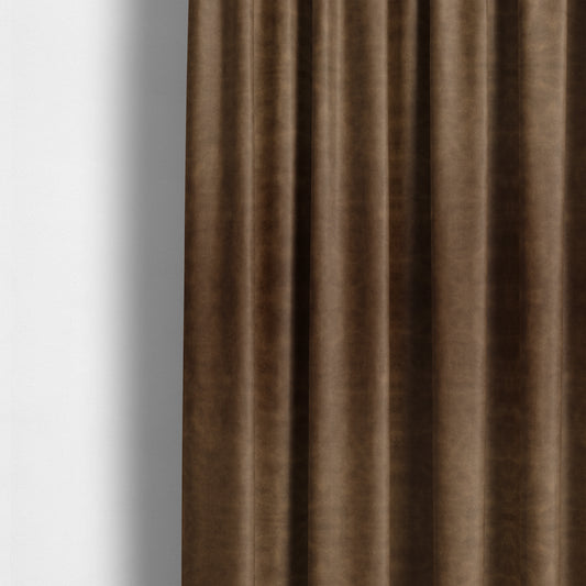 Kansas Distressed Tawny Brown Coloured Velour Velvet Upholstery Curtains Fabric - Made To Measure Curtains