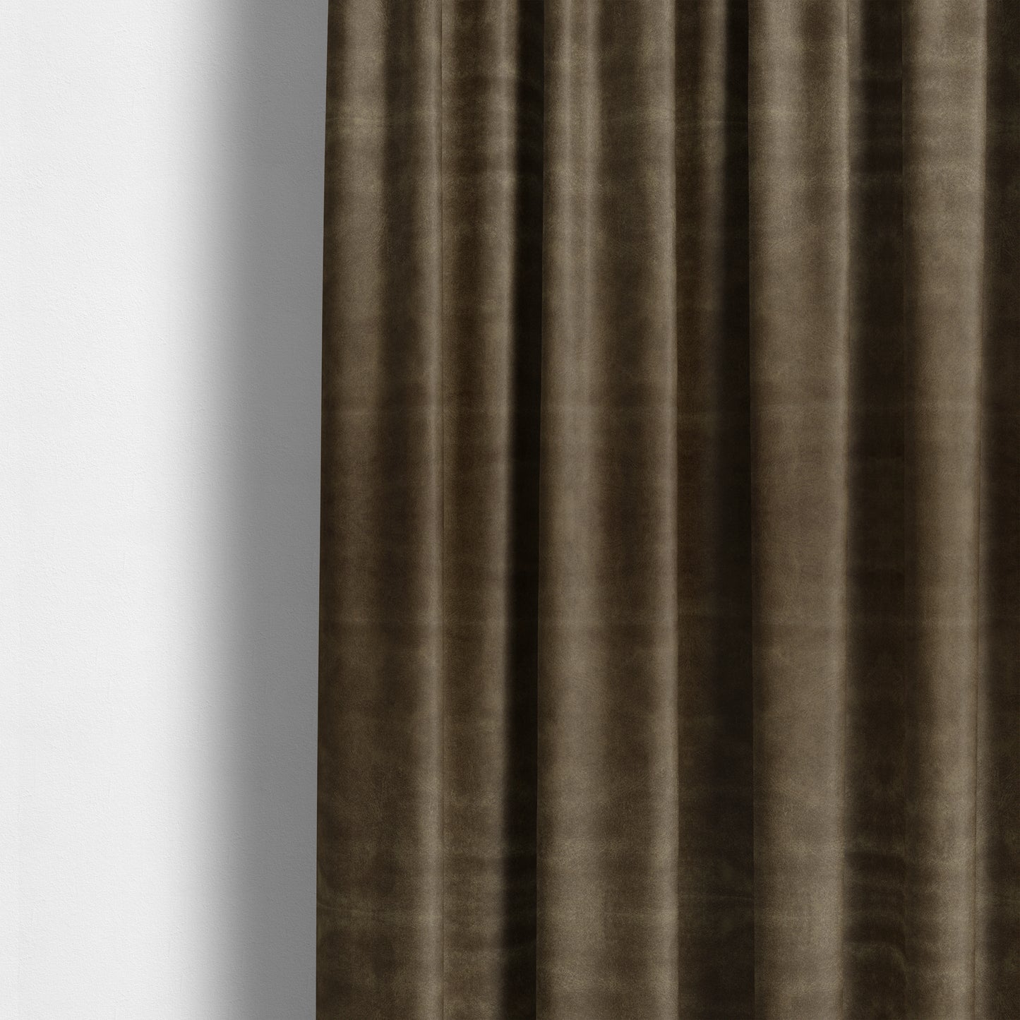 Kansas Distressed Cedar Brown Coloured Velour Velvet Upholstery Curtains Fabric - Made To Measure Curtains