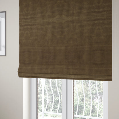 Kansas Distressed Cedar Brown Coloured Velour Velvet Upholstery Curtains Fabric - Roman Blinds