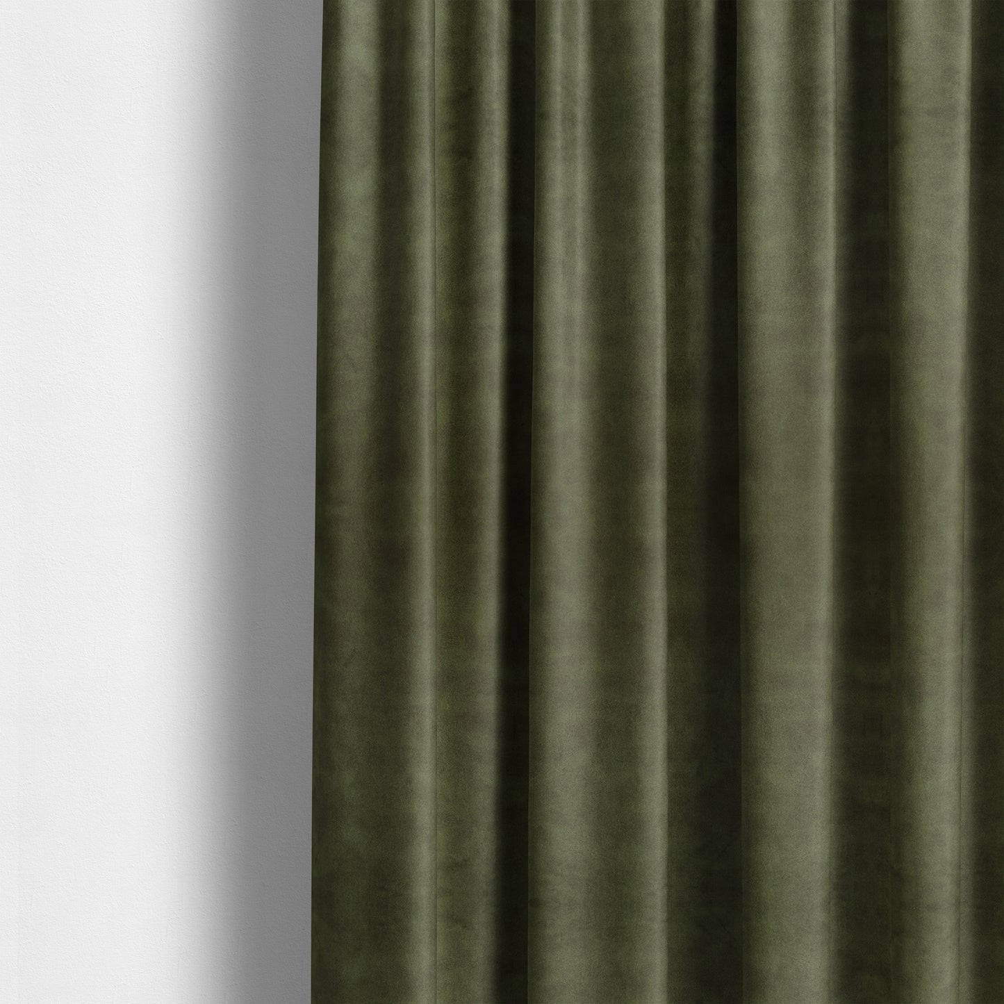 Kansas Distressed Army Green Coloured Velour Velvet Upholstery Curtains Fabric - Made To Measure Curtains