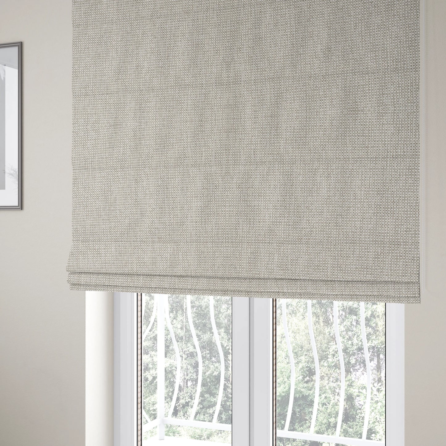 Karen Hopsack Thick Weave White Colour Upholstery Fabric - Roman Blinds