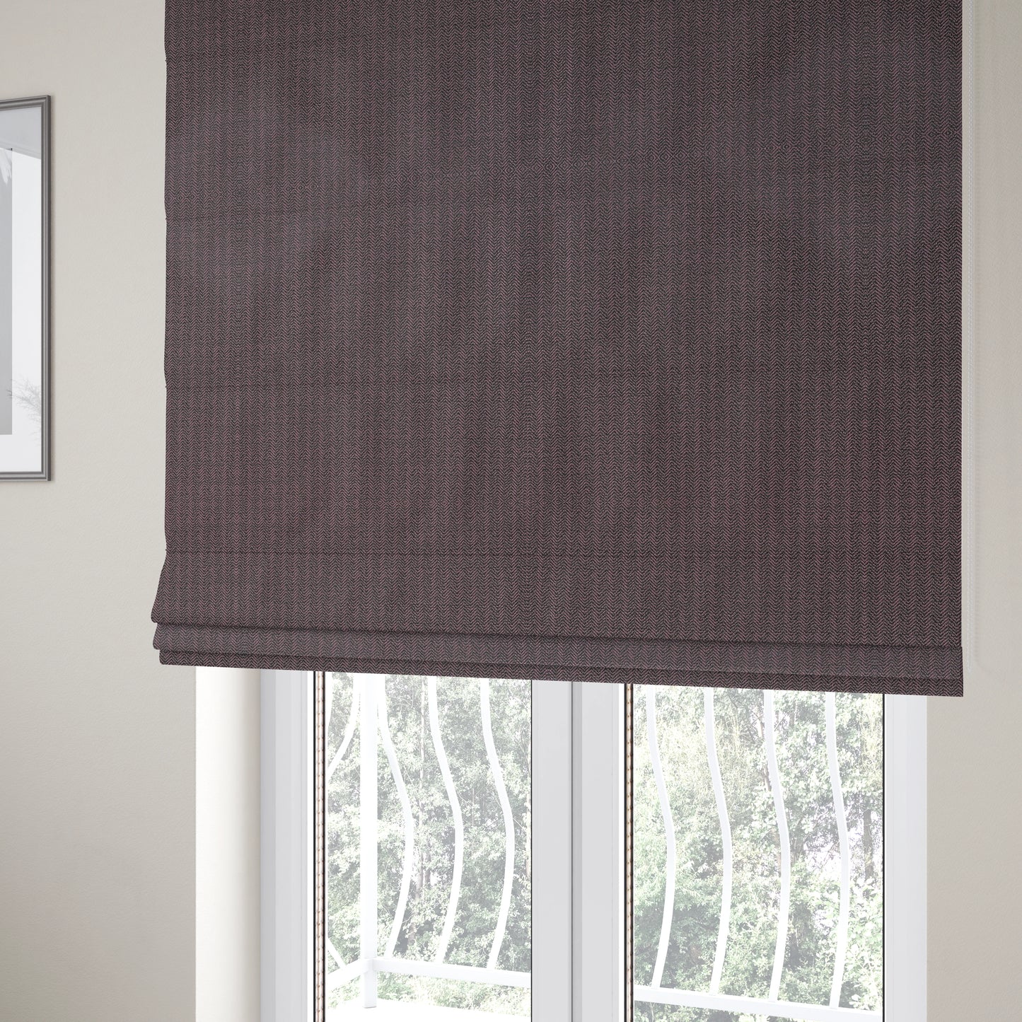 Kirkwall Herringbone Furnishing Fabric In Purple Colour - Roman Blinds