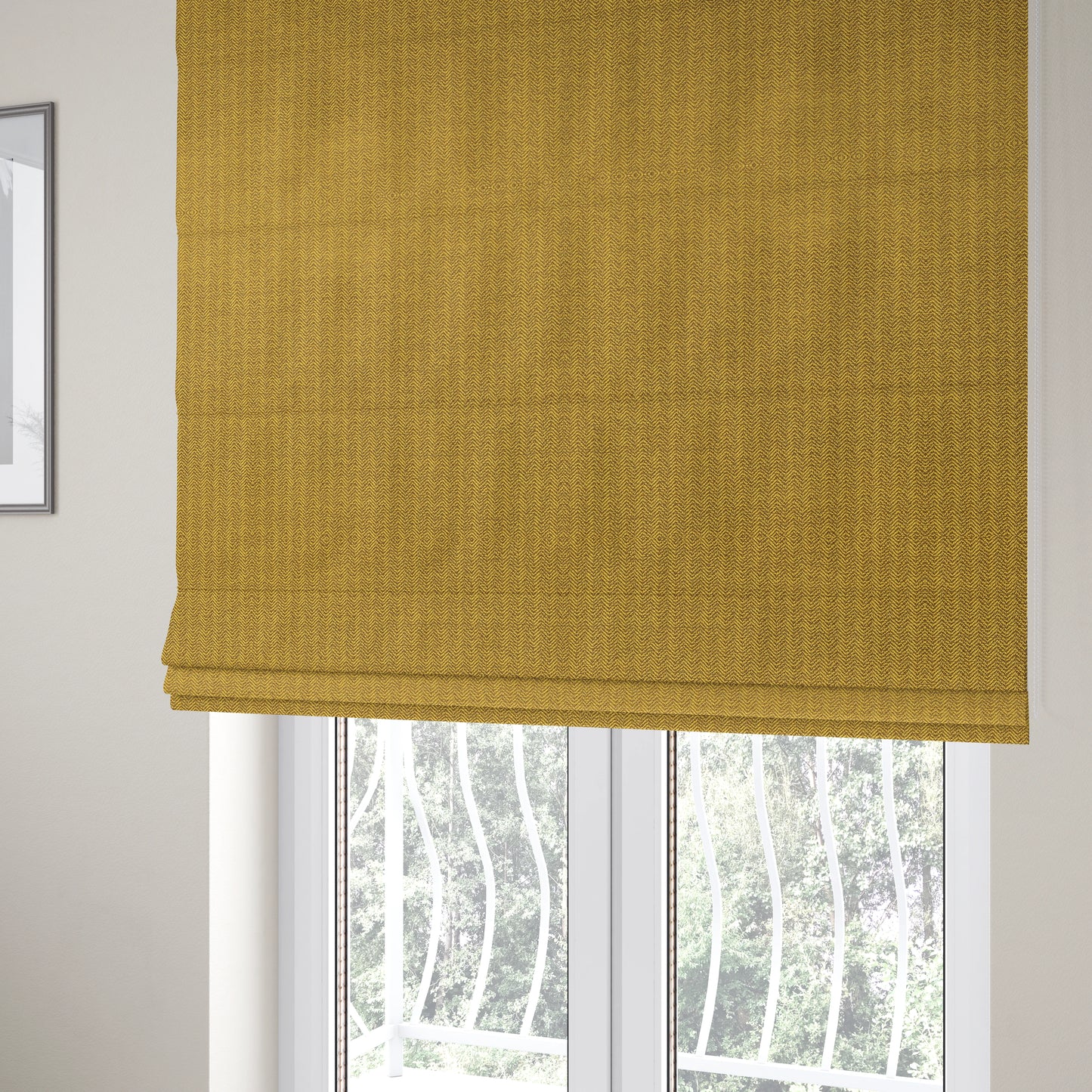 Kirkwall Herringbone Furnishing Fabric In Yellow Colour - Roman Blinds