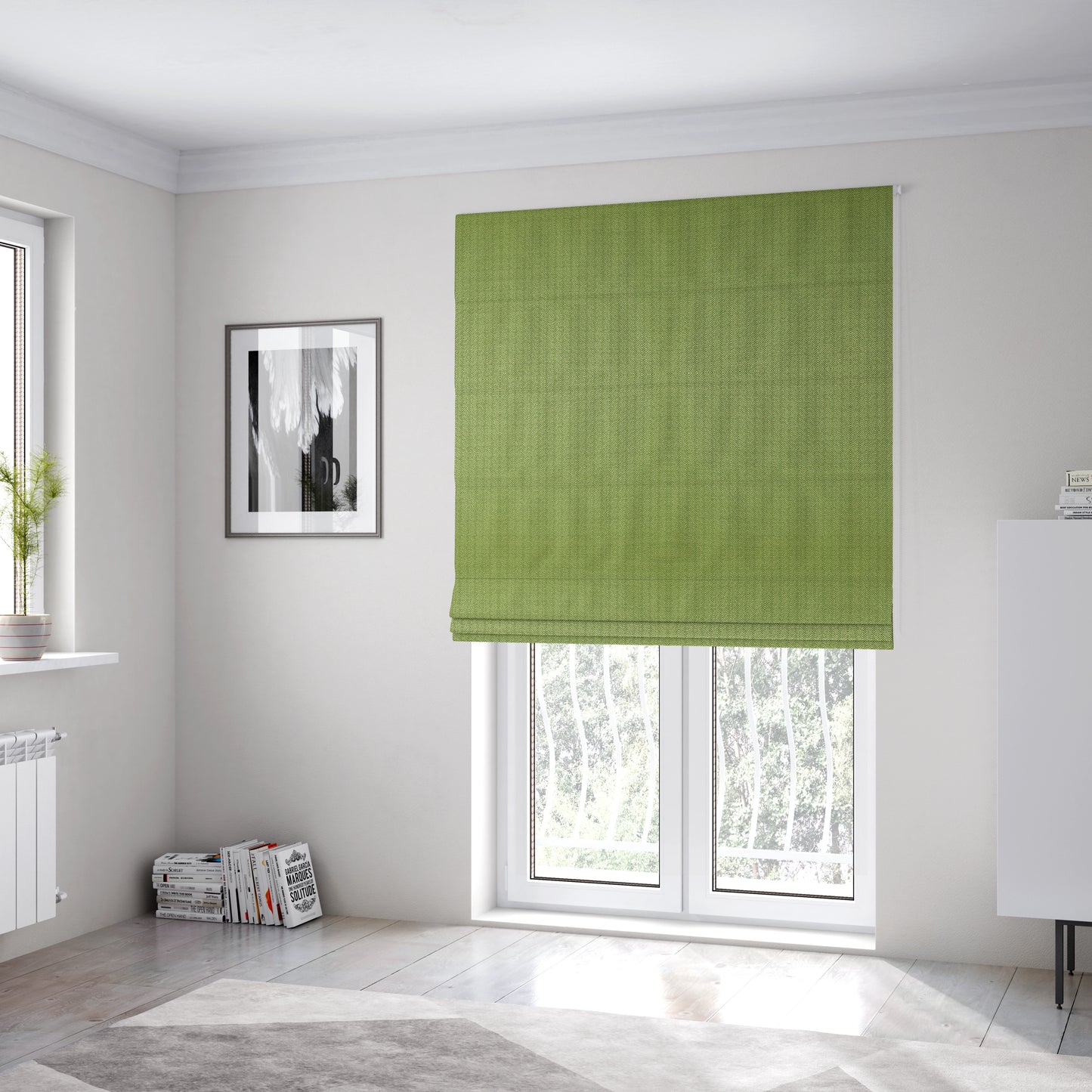 Kirkwall Herringbone Furnishing Fabric In Green Colour - Roman Blinds