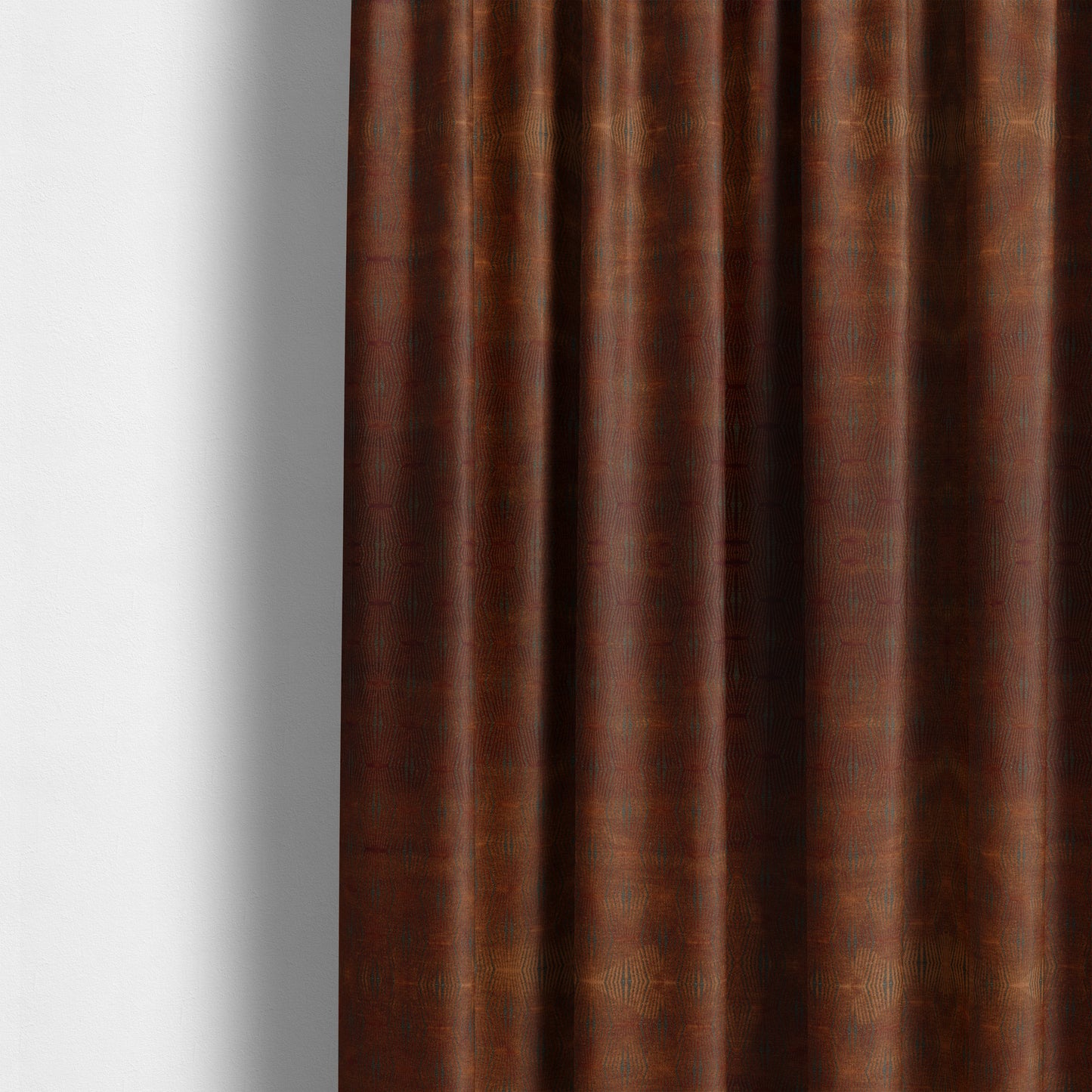 Kyoto Argyle Geometric Pattern Velvet Fabric In Orange Brown Colour - Made To Measure Curtains