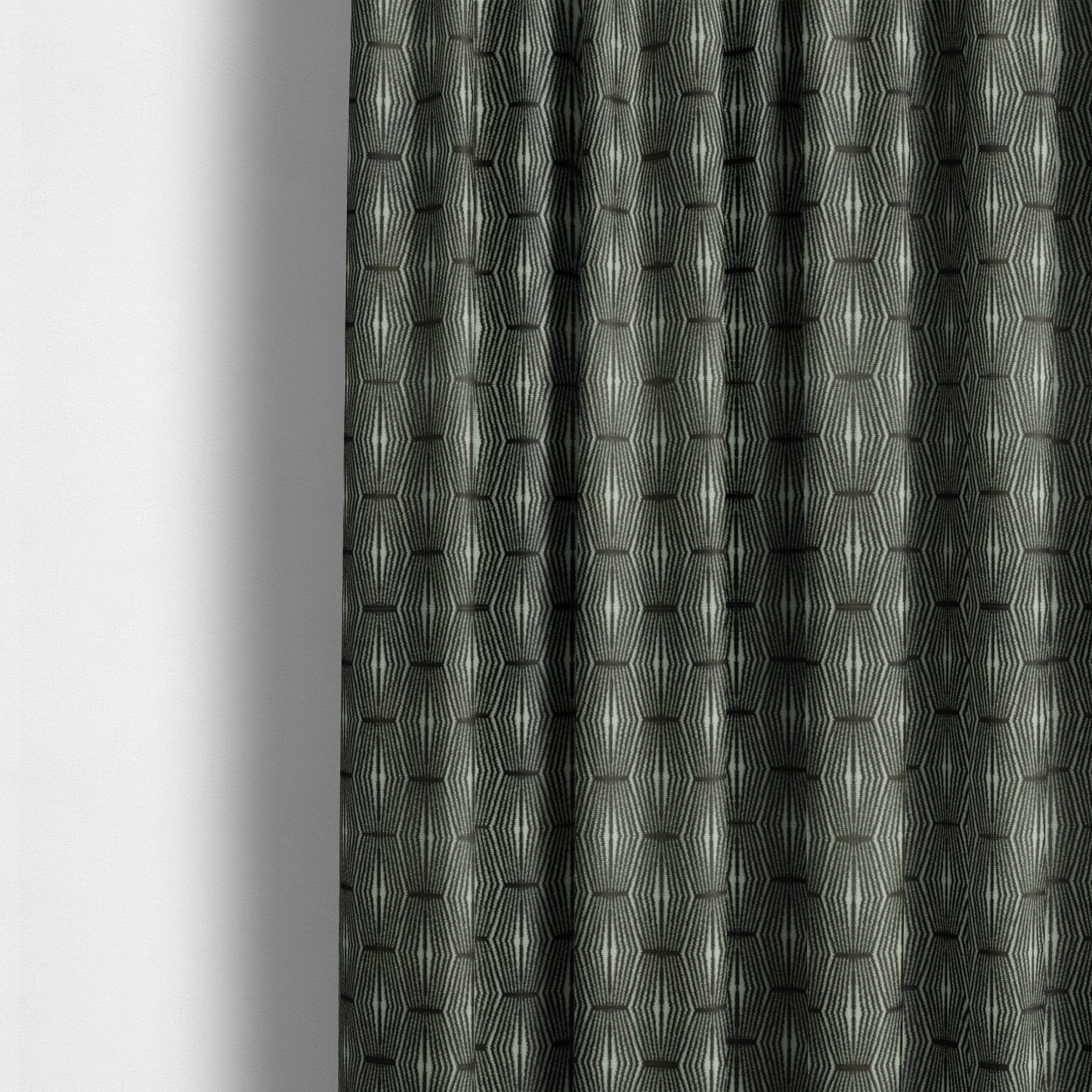 Kyoto Argyle Geometric Pattern Velvet Fabric In Grey Colour - Made To Measure Curtains