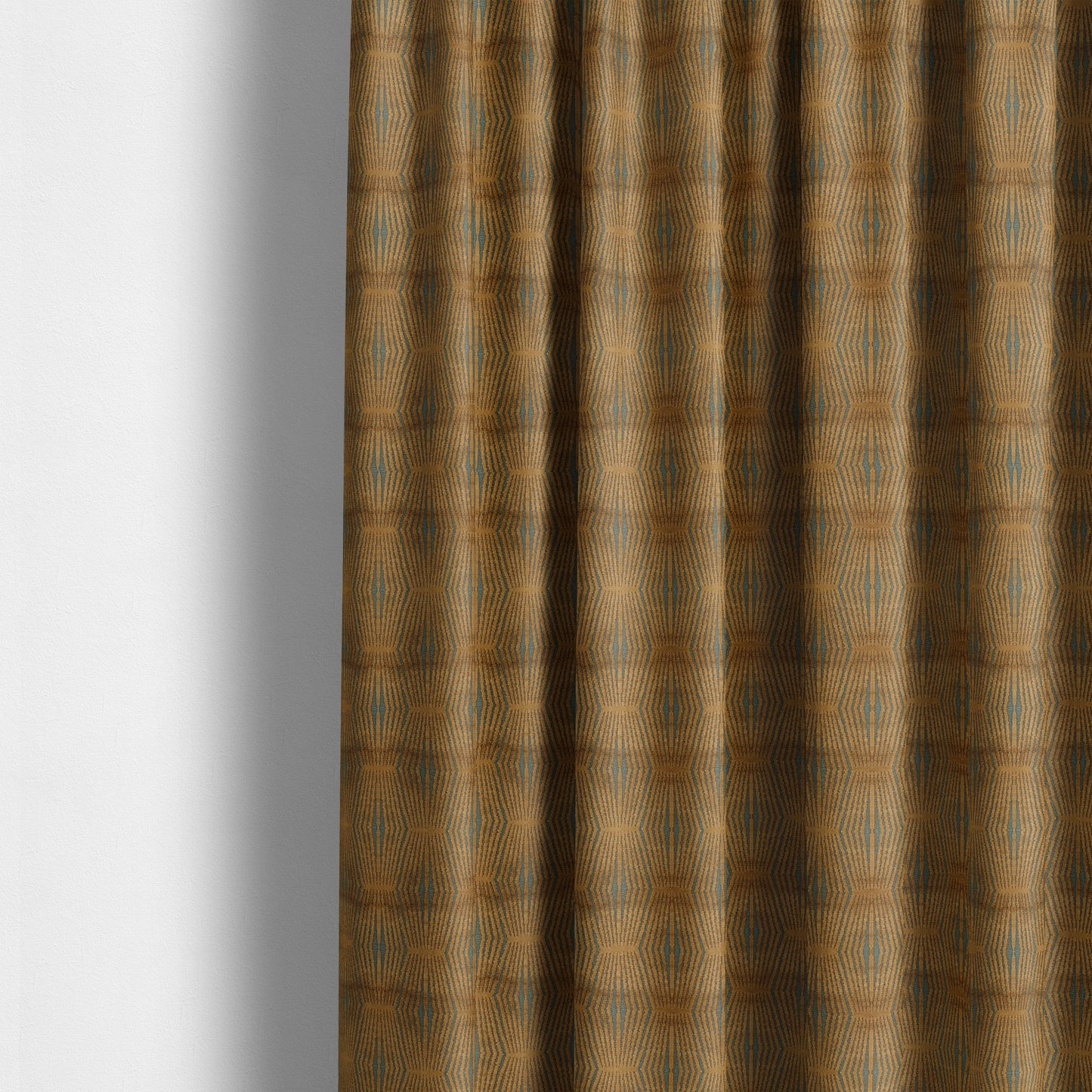 Kyoto Argyle Geometric Pattern Velvet Fabric In Orange Blue Colour - Made To Measure Curtains