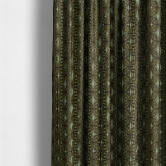 Kyoto Argyle Geometric Pattern Velvet Fabric In Green Colour - Made To Measure Curtains