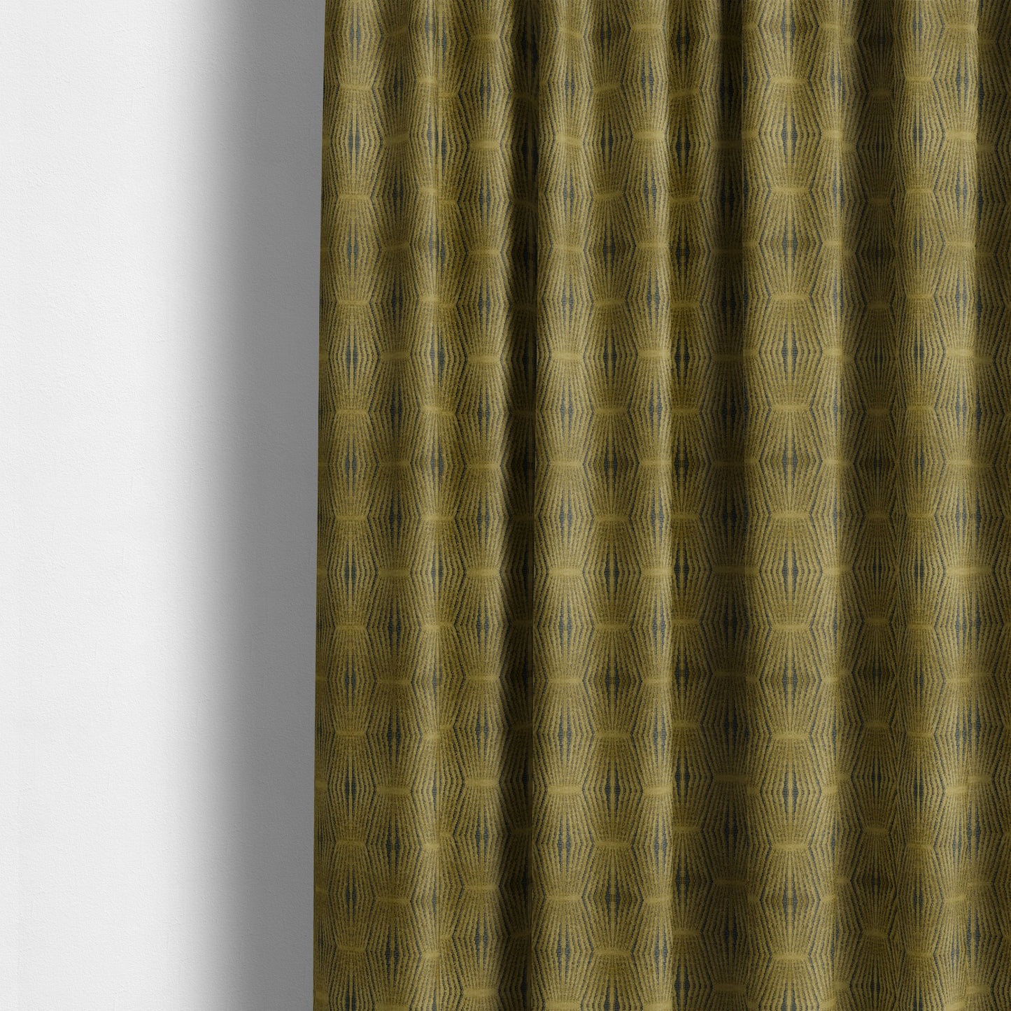 Kyoto Argyle Geometric Pattern Velvet Fabric In Golden Yellow Colour - Made To Measure Curtains