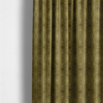 Kyoto Argyle Geometric Pattern Velvet Fabric In Golden Yellow Colour - Made To Measure Curtains