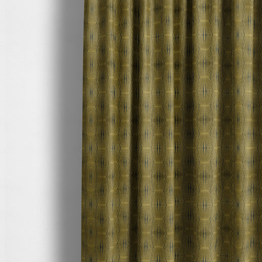 Kyoto Argyle Geometric Pattern Velvet Fabric In Golden Yellow Colour - Made To Measure Curtains