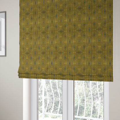 Kyoto Argyle Geometric Pattern Velvet Fabric In Golden Yellow Colour - Roman Blinds