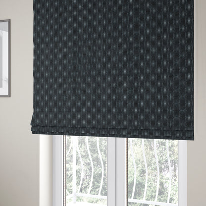 Kyoto Argyle Geometric Pattern Velvet Fabric In Navy Blue Colour - Roman Blinds