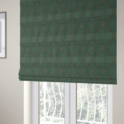 Kyoto Argyle Geometric Pattern Velvet Fabric In Teal Orange Colour - Roman Blinds