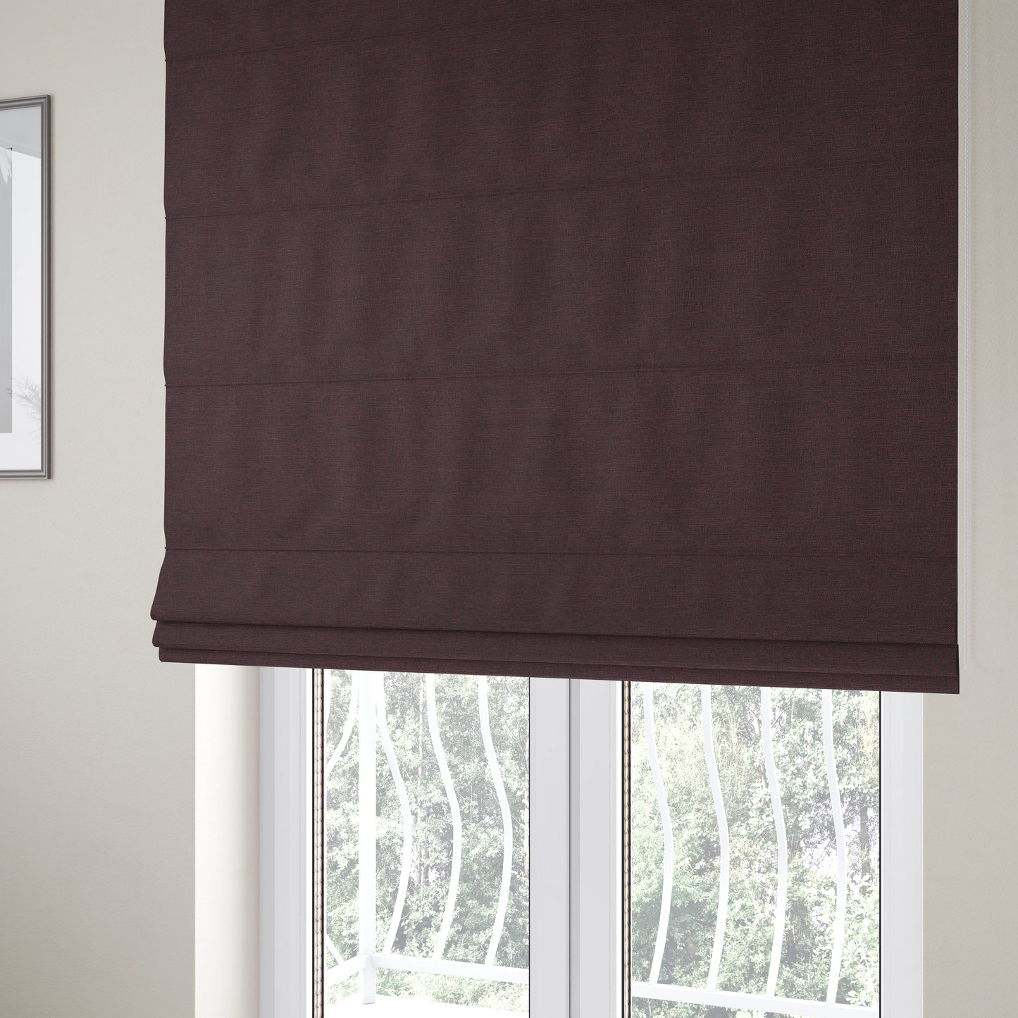 Lauren Hardwearing Linen Effect Chenille Upholstery Furnishing Fabric Wine Colour - Roman Blinds