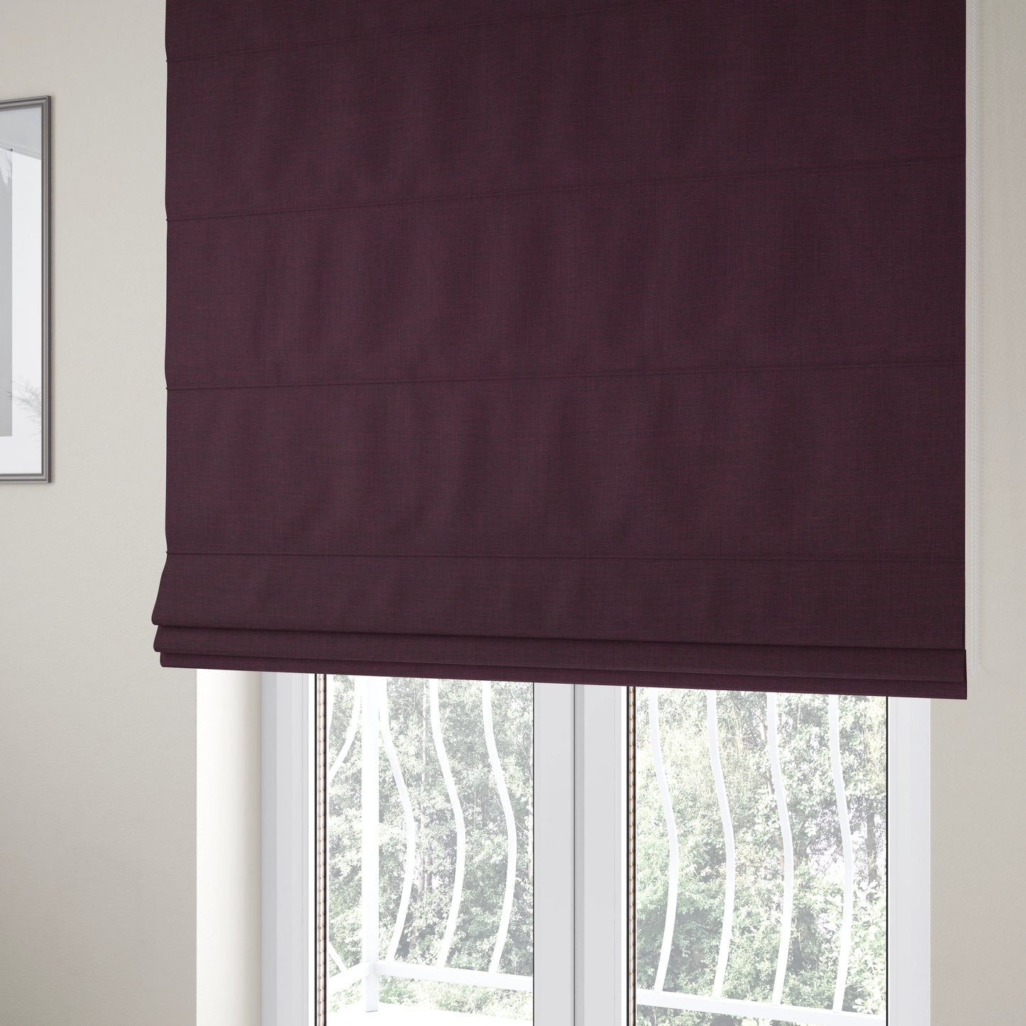 Lauren Hardwearing Linen Effect Chenille Upholstery Furnishing Fabric Purple Colour - Roman Blinds