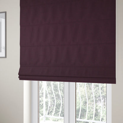 Lauren Hardwearing Linen Effect Chenille Upholstery Furnishing Fabric Purple Colour - Roman Blinds