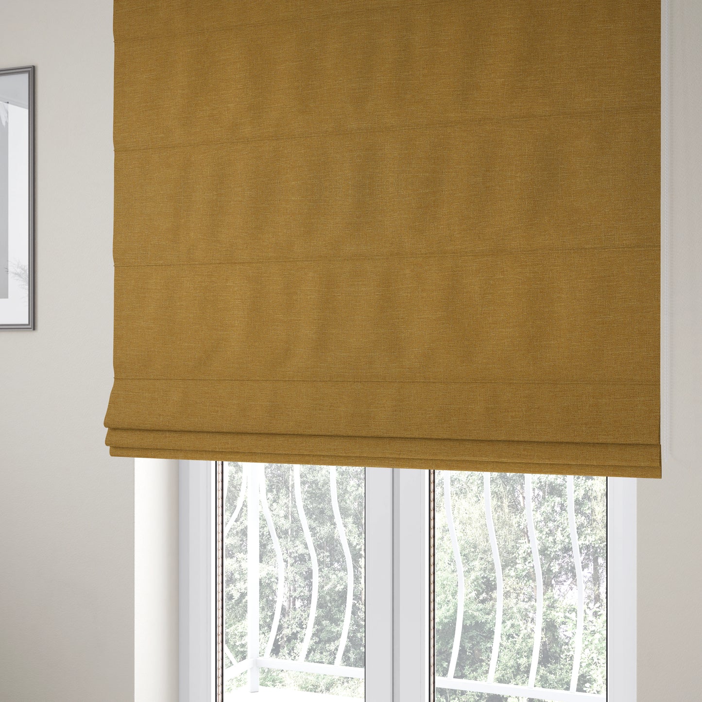 Lauren Hardwearing Linen Effect Chenille Upholstery Furnishing Fabric Golden Beige Colour - Roman Blinds