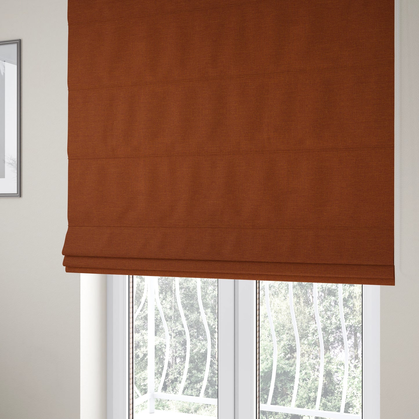 Lauren Hardwearing Linen Effect Chenille Upholstery Furnishing Fabric Orange Colour - Roman Blinds