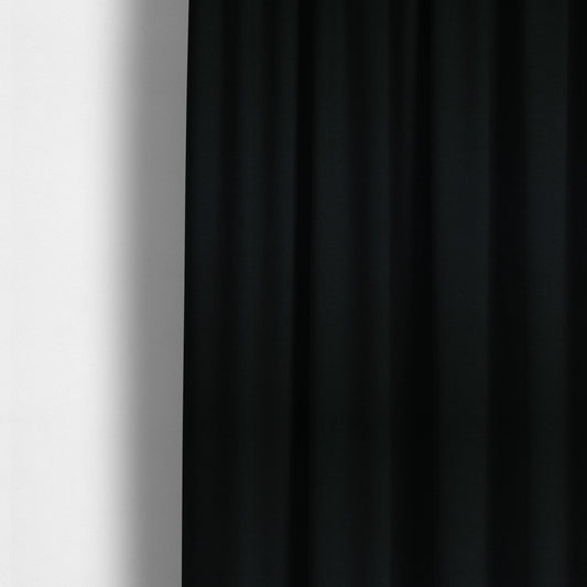 Lauren Hardwearing Linen Effect Chenille Upholstery Furnishing Fabric Black Colour - Made To Measure Curtains