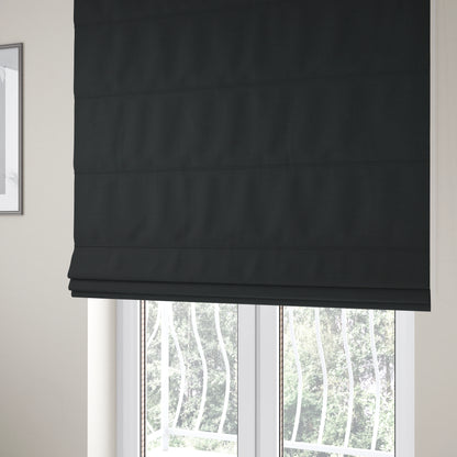 Lauren Hardwearing Linen Effect Chenille Upholstery Furnishing Fabric Black Colour - Roman Blinds