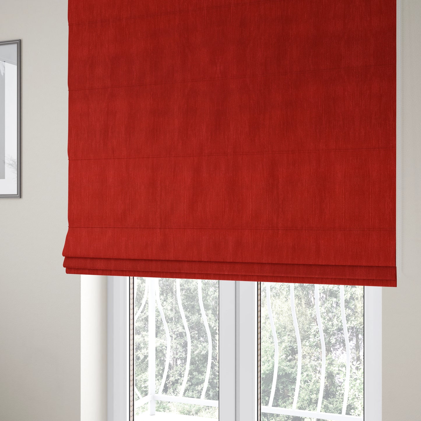 Levi Soft Cotton Textured Faux Leather In Red Colour Upholstery Fabrics - Roman Blinds