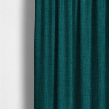 Ludlow Linen Effect Designer Chenille Upholstery Fabric In Ocean Teal Blue Colour - Made To Measure Curtains