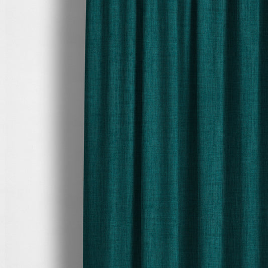 Ludlow Linen Effect Designer Chenille Upholstery Fabric In Ocean Teal Blue Colour - Made To Measure Curtains