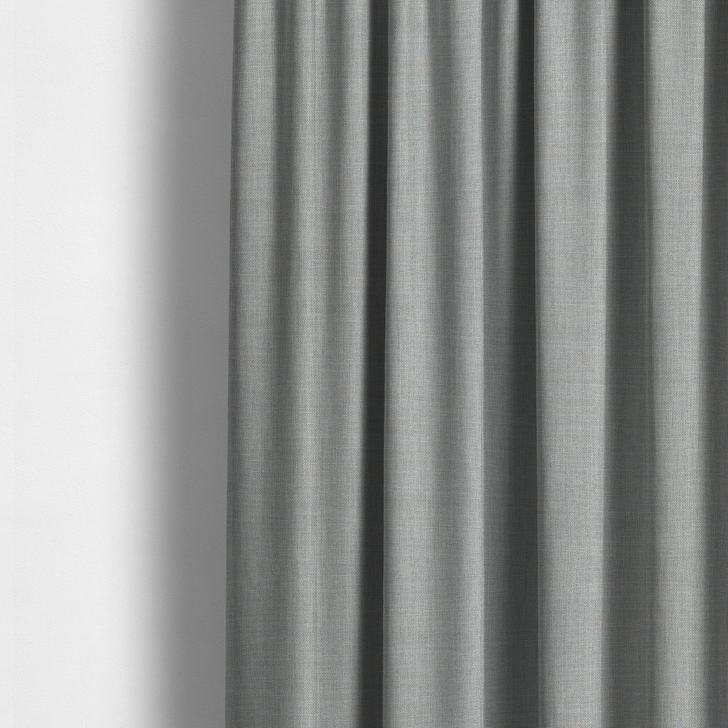 Ludlow Linen Effect Designer Chenille Upholstery Fabric In Silver Colour - Made To Measure Curtains