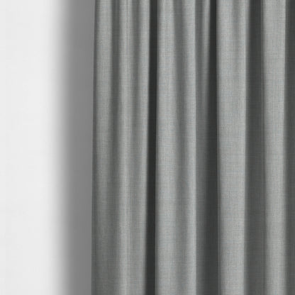 Ludlow Linen Effect Designer Chenille Upholstery Fabric In Silver Colour - Made To Measure Curtains