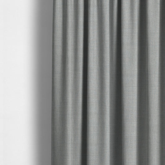 Ludlow Linen Effect Designer Chenille Upholstery Fabric In Silver Colour - Made To Measure Curtains