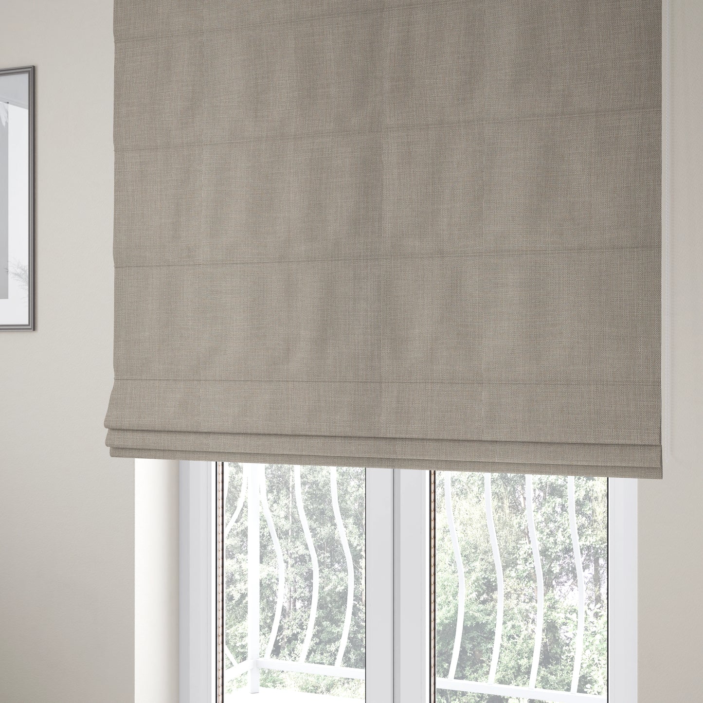 Ludlow Linen Effect Designer Chenille Upholstery Fabric In Off White Colour - Roman Blinds