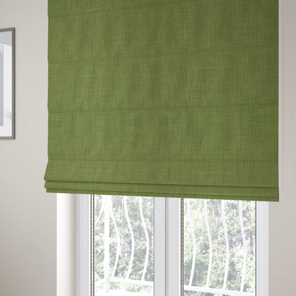 Ludlow Linen Effect Designer Chenille Upholstery Fabric In Lime Green Colour - Roman Blinds