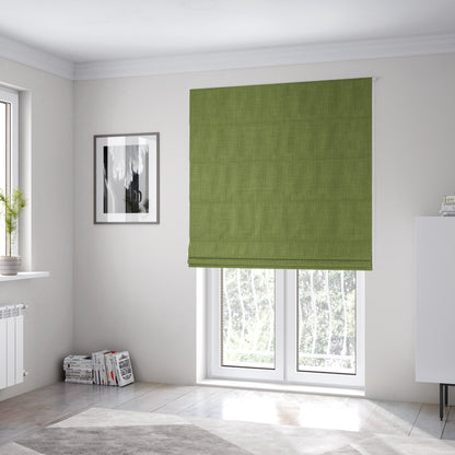 Ludlow Linen Effect Designer Chenille Upholstery Fabric In Lime Green Colour - Roman Blinds