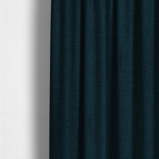 Ludlow Linen Effect Designer Chenille Upholstery Fabric In Navy Blue Colour - Made To Measure Curtains