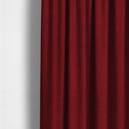 Ludlow Linen Effect Designer Chenille Upholstery Fabric In Red Colour - Made To Measure Curtains