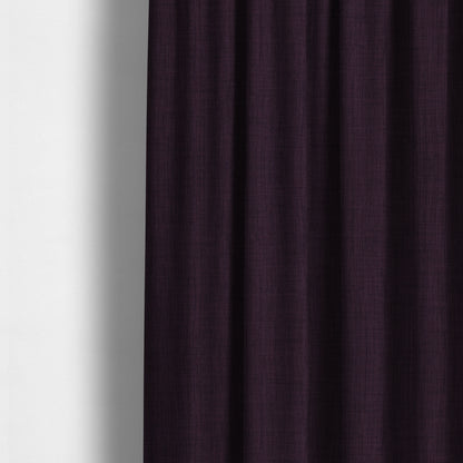 Ludlow Linen Effect Designer Chenille Upholstery Fabric In Wine Plum Colour - Made To Measure Curtains