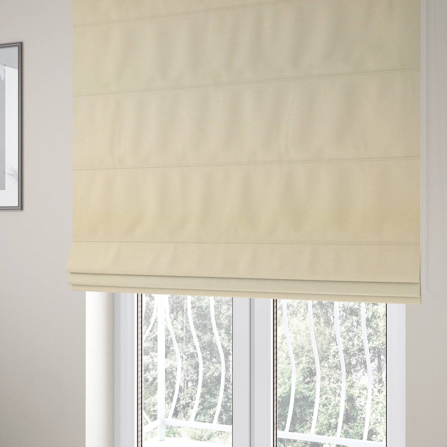 Luna Soft Textured Pastel Range Of Chenille Upholstery Fabric In Beige Colour - Roman Blinds