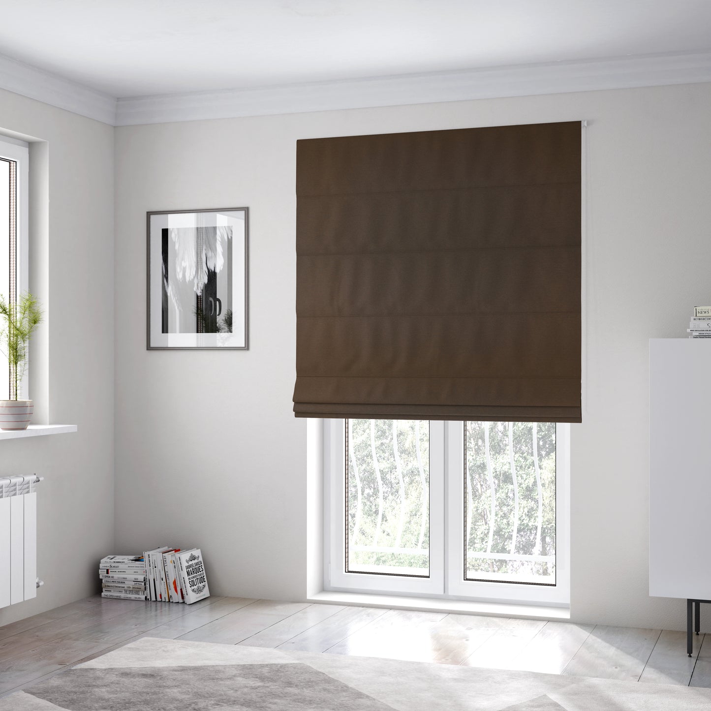 Luna Soft Textured Pastel Range Of Chenille Upholstery Fabric In Brown Chocolate Colour - Roman Blinds