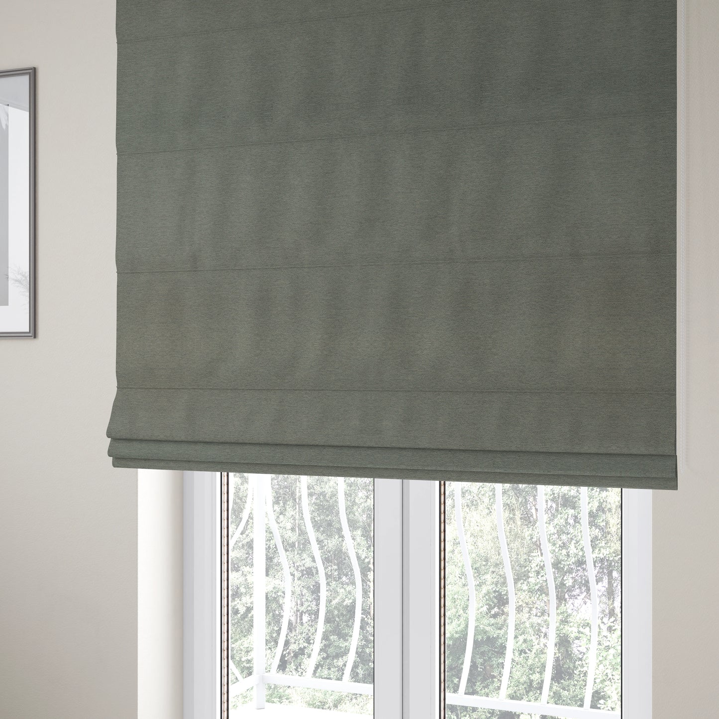 Luna Soft Textured Pastel Range Of Chenille Upholstery Fabric In Grey Colour - Roman Blinds