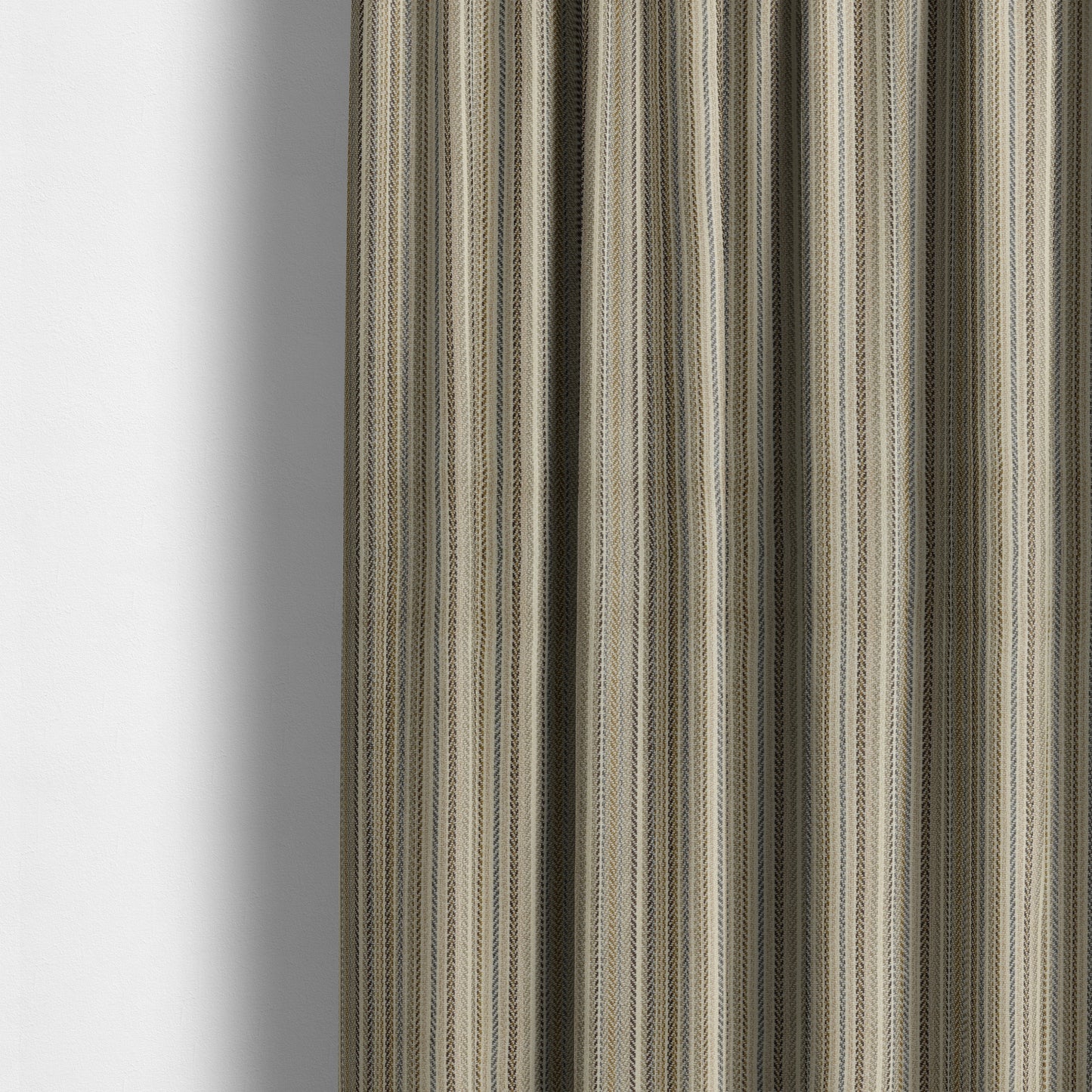 Luther Striped Pattern Cream Beige Coloured Durable Chenille Material Upholstery Fabric - Made To Measure Curtains