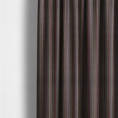 Luther Striped Pattern Black Green Coloured Durable Chenille Material Upholstery Fabric - Made To Measure Curtains