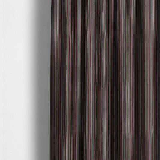 Luther Striped Pattern Black Green Coloured Durable Chenille Material Upholstery Fabric - Made To Measure Curtains