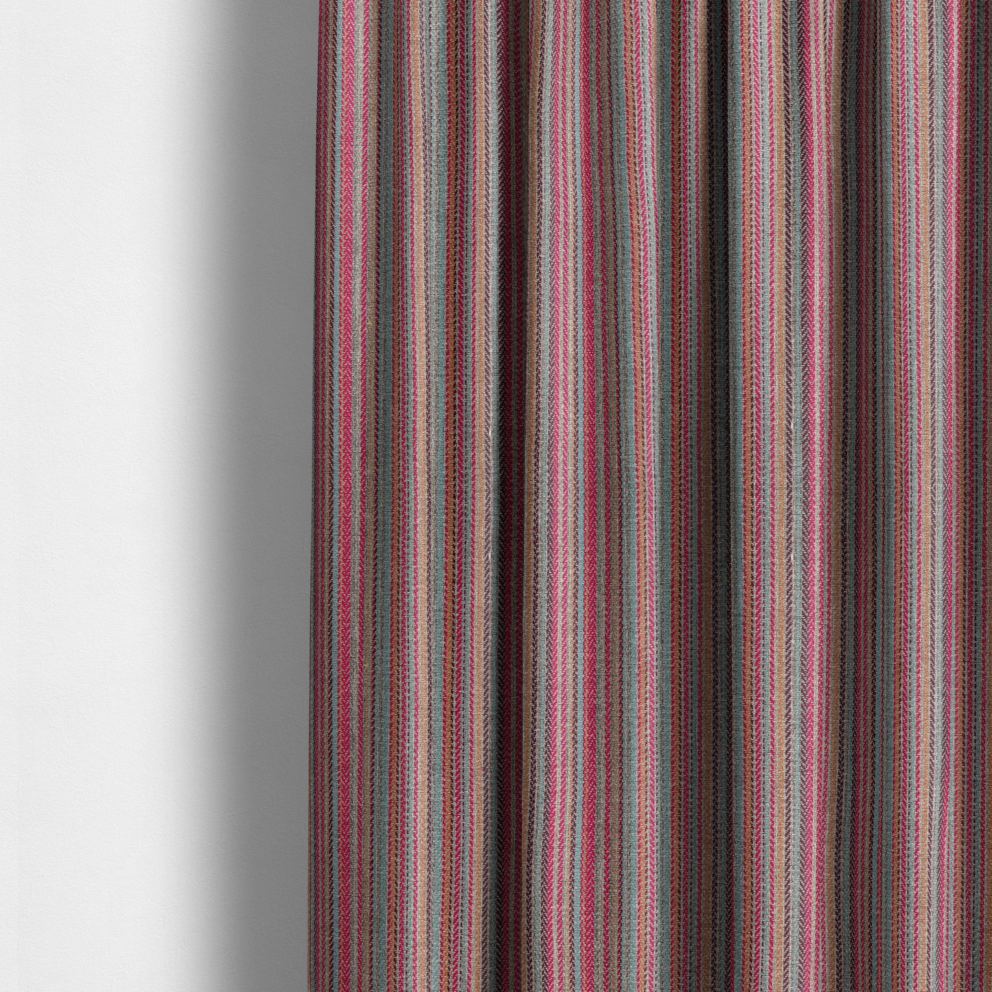 Luther Striped Pattern Grey Silver Red Coloured Durable Chenille Material Upholstery Fabric - Made To Measure Curtains